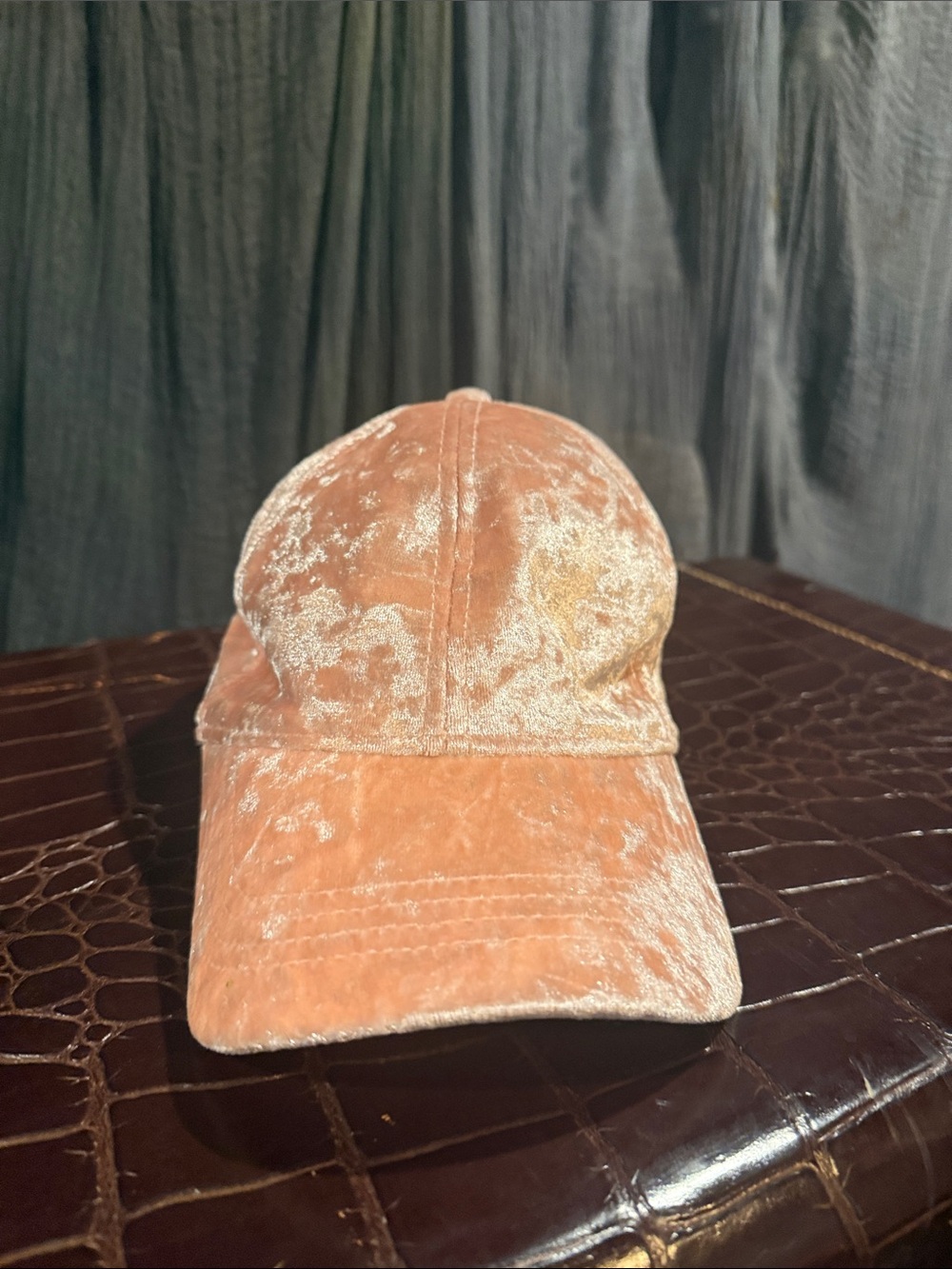 David and Young Velvet Baseball Cap in Blush Pink